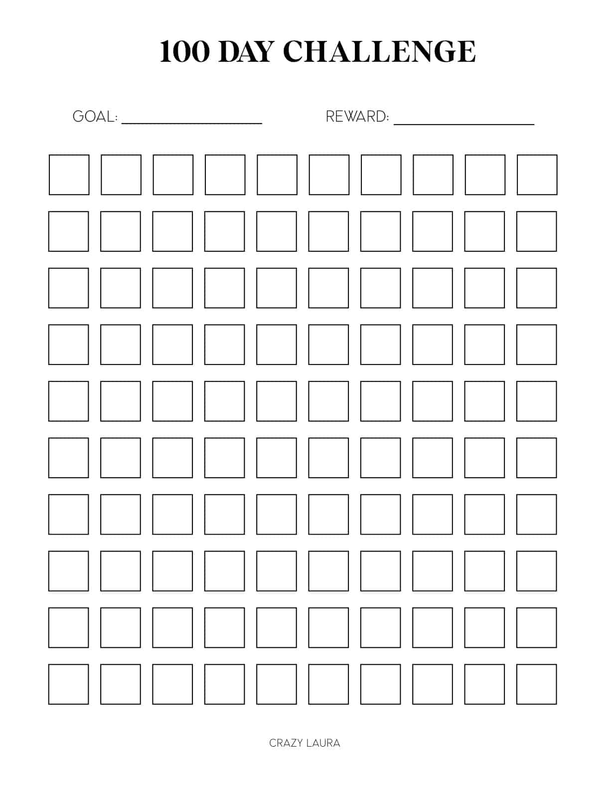 free challenge tracker printable with 30 & 100 day pages